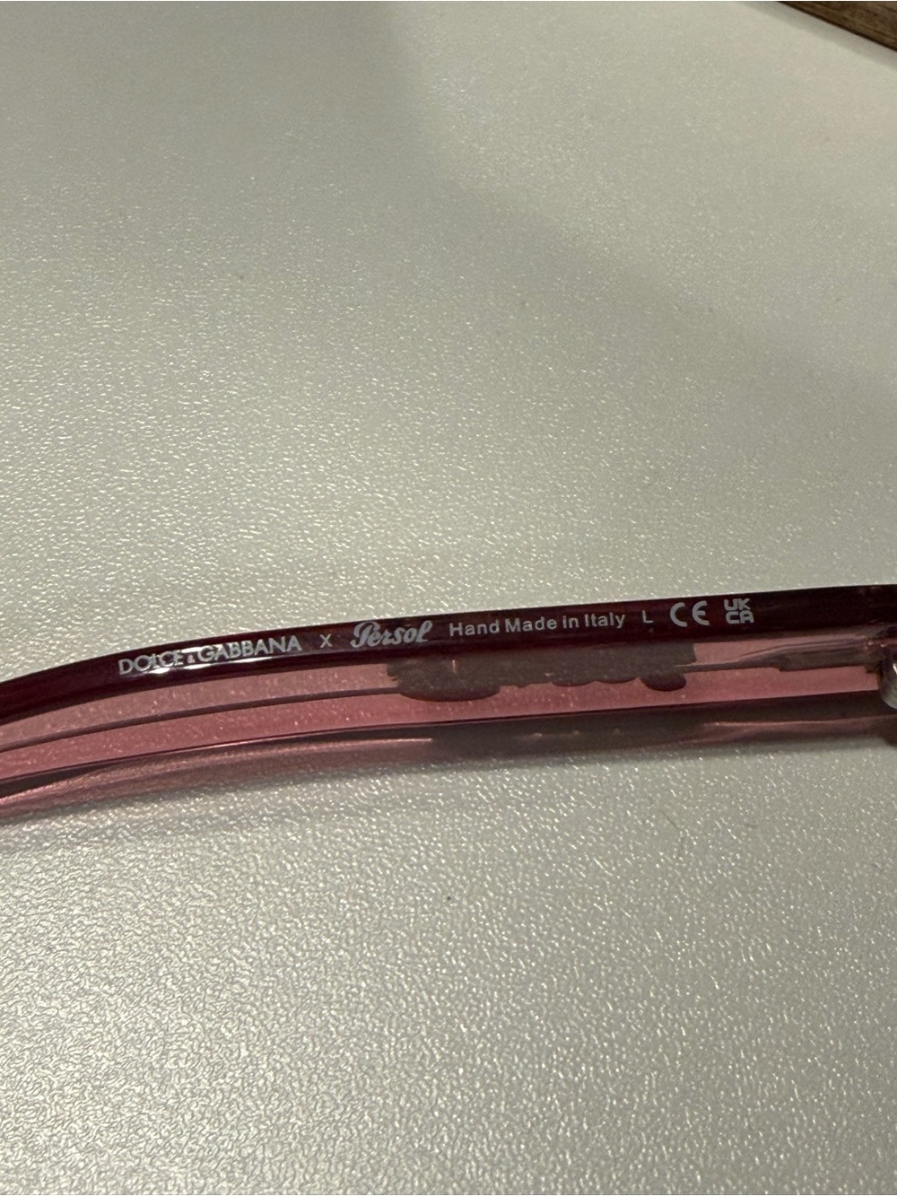 Dolce & Gabbana Persol Pink Clear Frame Sunglasses with Light Blue Lenses - Picture 6 of 6